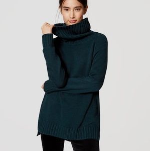 LOFT cowl sweater tunic in Deep Sea Teal